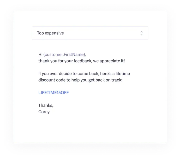 cancellation reason discount response