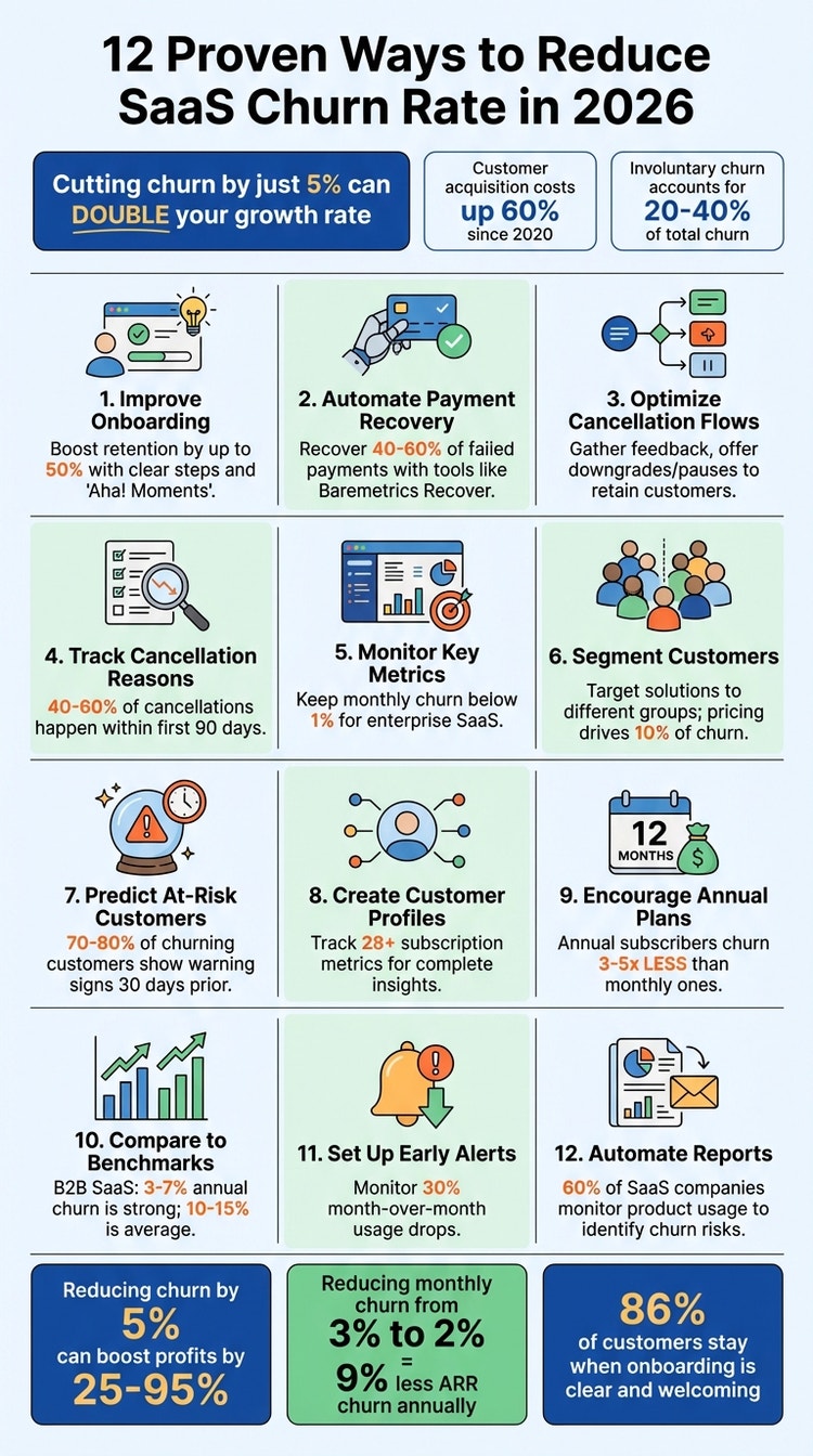 12 Proven Strategies to Reduce SaaS Churn Rate in 2026