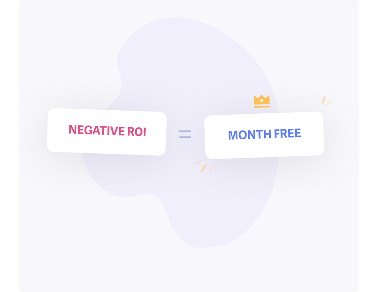 Illustration: a NEGATIVE ROI tag equals a MONTH FREE tag — Recover's ROI guarantee
