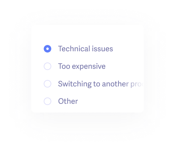 Cancellation form collects reason in email or in-app